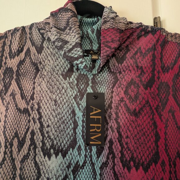 AFRM Shailene Long Sleeve Print Mesh Dress In Snake Ombre (XL) - Picture 5 of 5